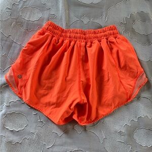 Lululemon Neon Orange Hotty Hot Shorts Size 4 Tall
